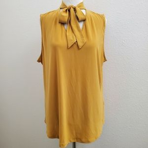 NWT Anne Klein Neck Tie Top w/Gold Details T82